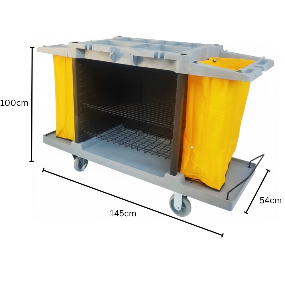 ABS Fibre Housekeeping Trolley - Full Size with Two Sided Yellow Bags — view 2