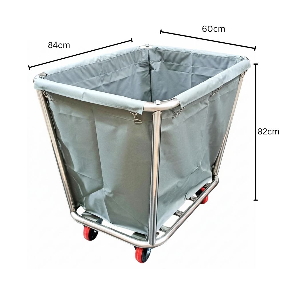 SS Quadrilateral Laundry Trolley with Linen Bag — view 2
