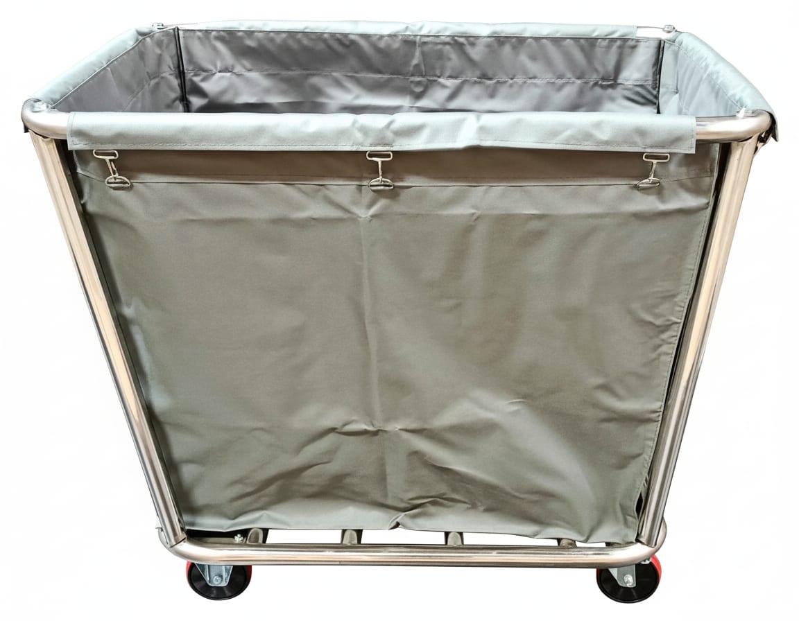 SS Quadrilateral Laundry Trolley with Linen Bag — view 5