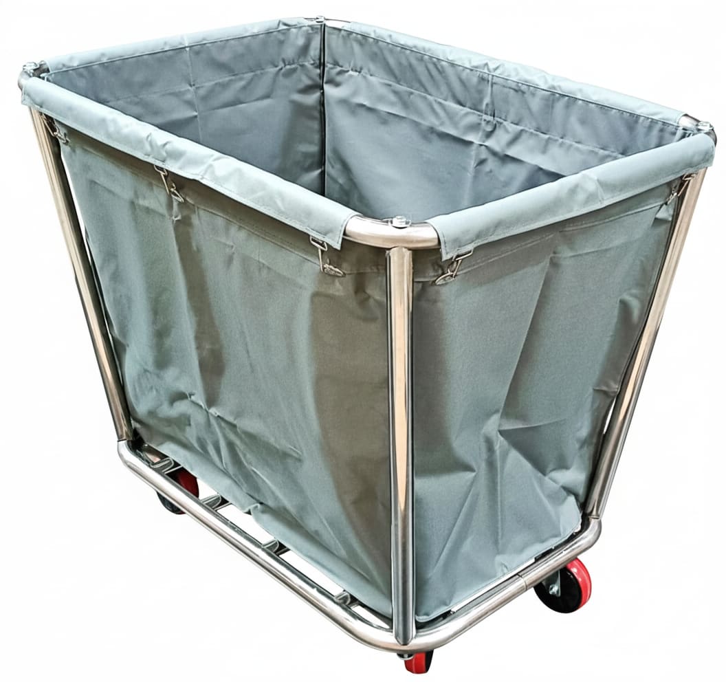 SS Quadrilateral Laundry Trolley with Linen Bag — view 6