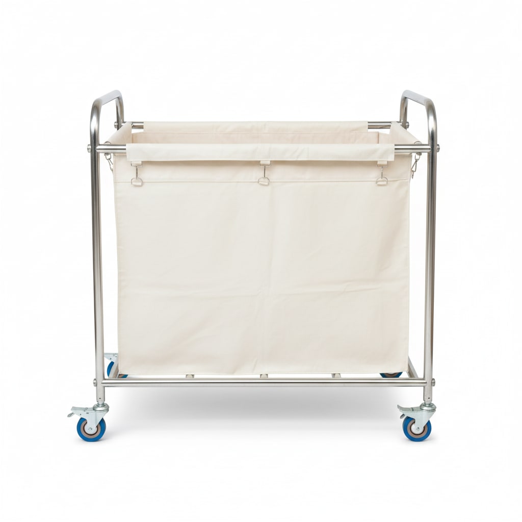 SS Rectangle Laundry Trolley with Linen Bag
