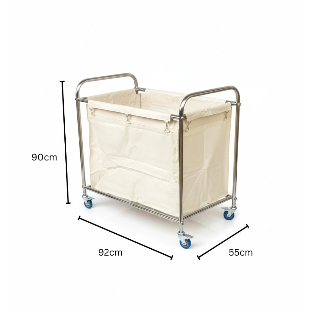 SS Rectangle Laundry Trolley with Linen Bag — view 2