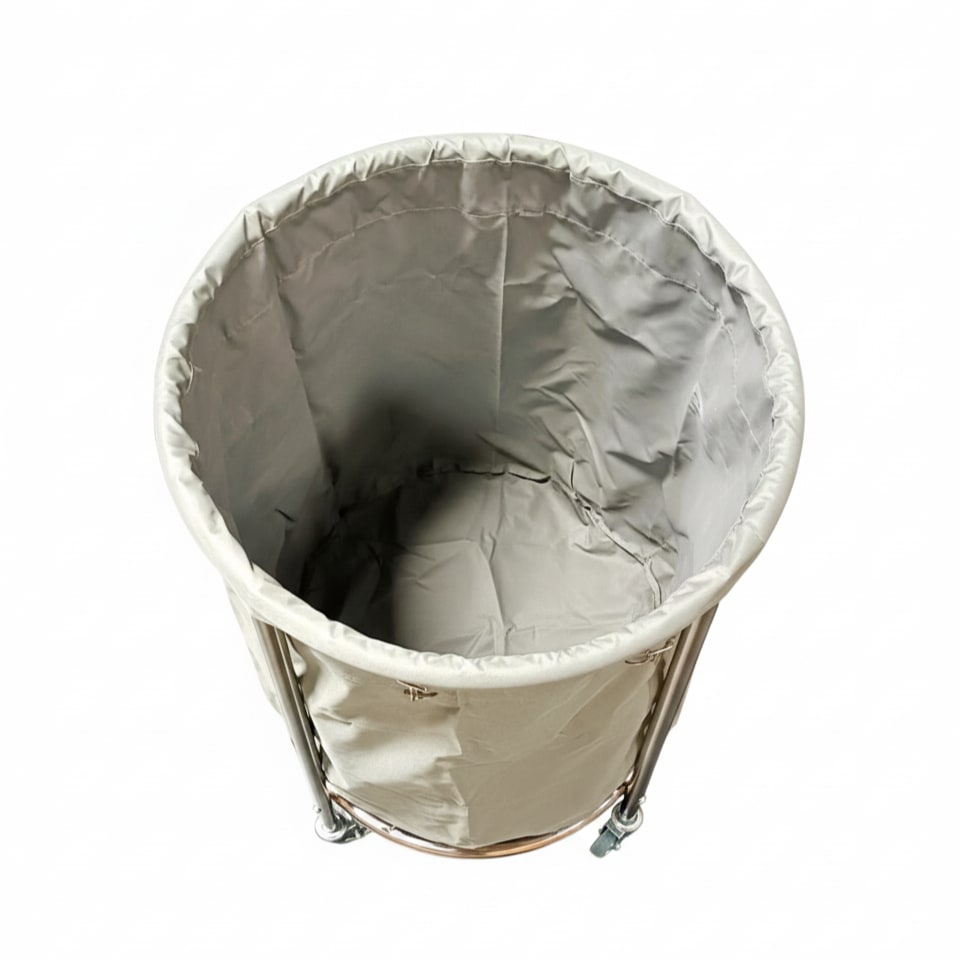 SS Round Laundry Trolley with Linen Bag — view 4
