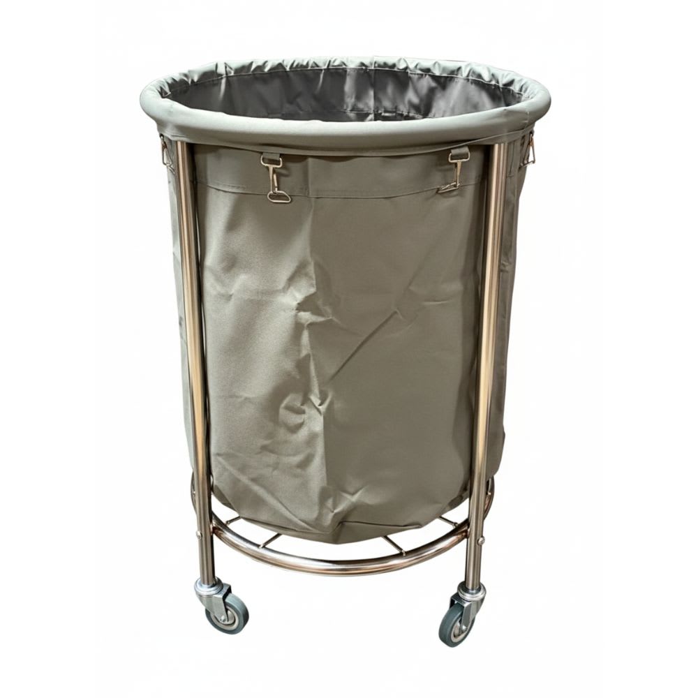 SS Round Laundry Trolley with Linen Bag — view 5