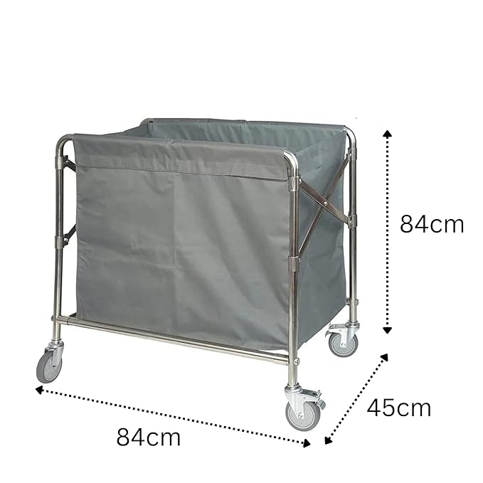 SS Collapsible & Foldable Rectangle Laundry Trolley with Linen Bag — view 2