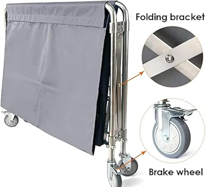 SS Collapsible & Foldable Rectangle Laundry Trolley with Linen Bag — view 8