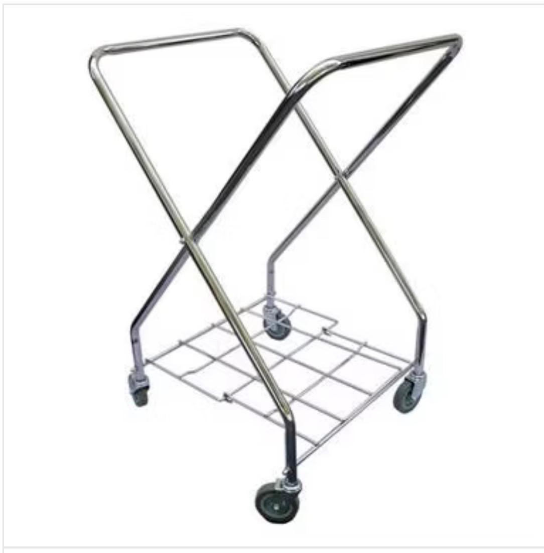 SS Square X-Shaped Laundry Trolley with Linen Bag — view 4