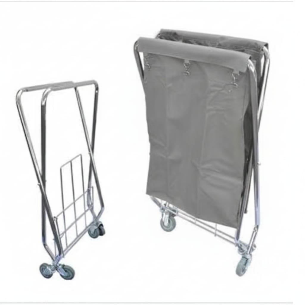 SS Square X-Shaped Laundry Trolley with Linen Bag — view 5