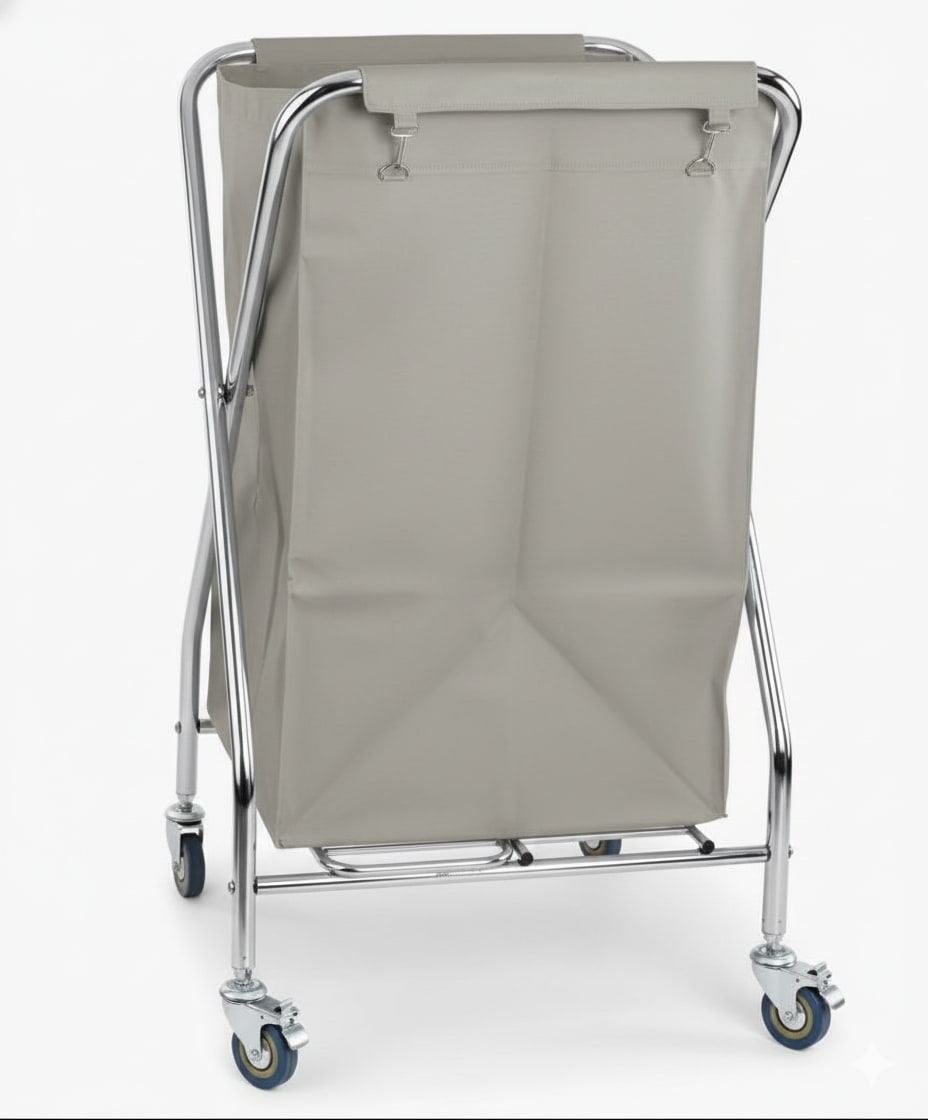SS Square X-Shaped Laundry Trolley with Linen Bag — view 8