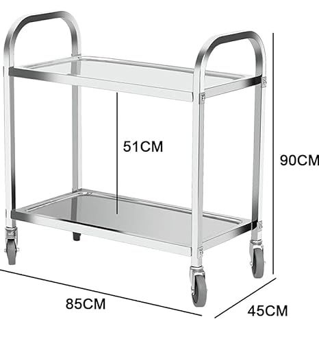 SS Rectangle 2 Layer Service Trolley — view 2