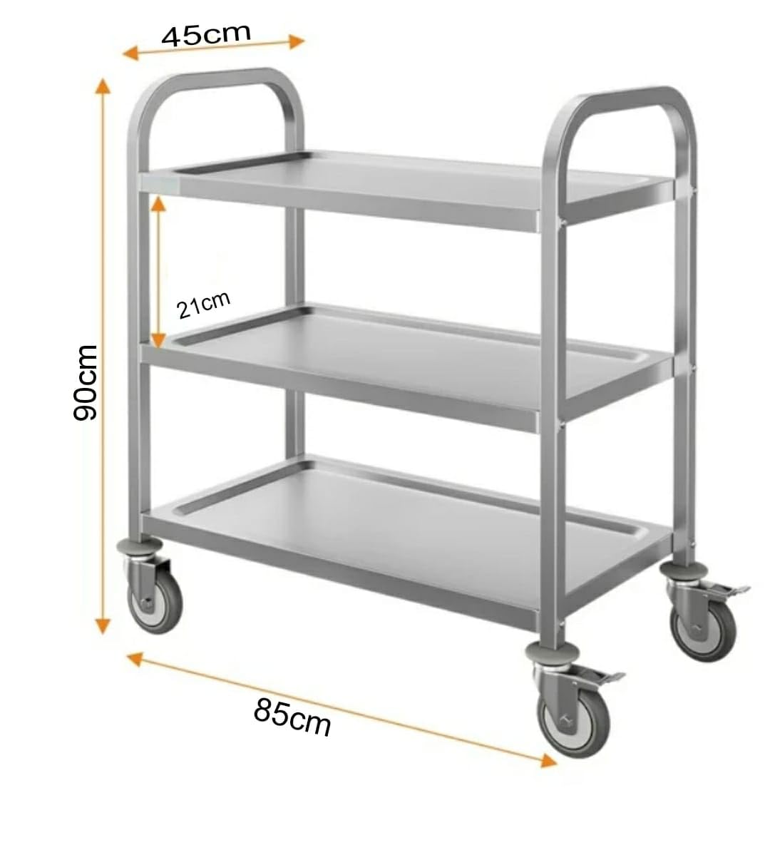 SS Rectangle 3 Layer Service Trolley — view 2