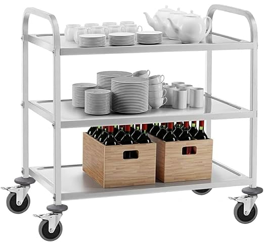 SS Rectangle 3 Layer Service Trolley — view 6