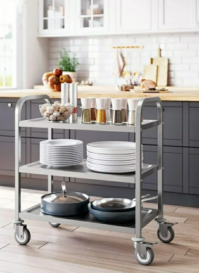 SS Rectangle 3 Layer Service Trolley — view 7