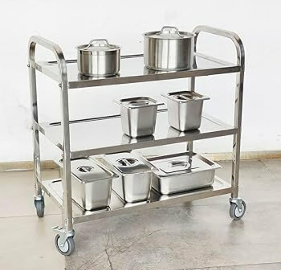 SS Rectangle 3 Layer Service Trolley — view 8