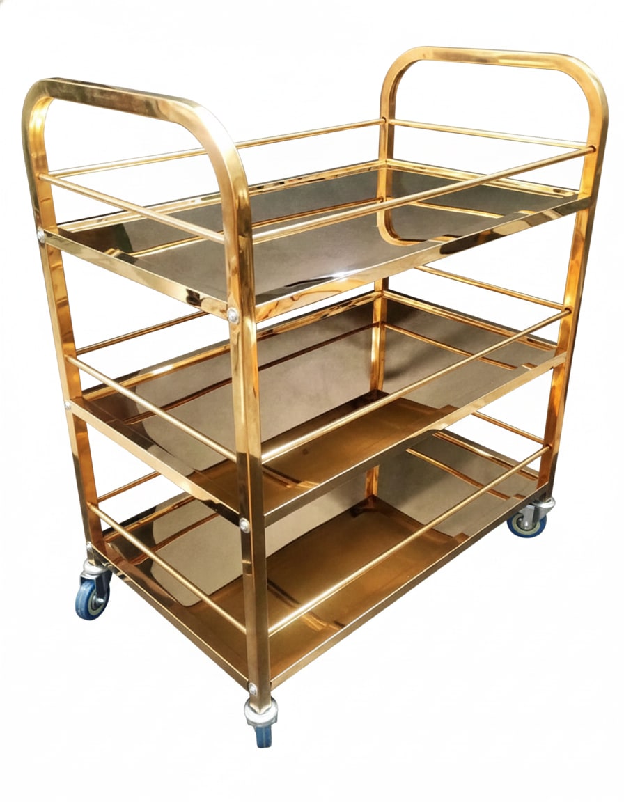 Golden Premium Rectangle 3 Layer Service Trolley — view 6