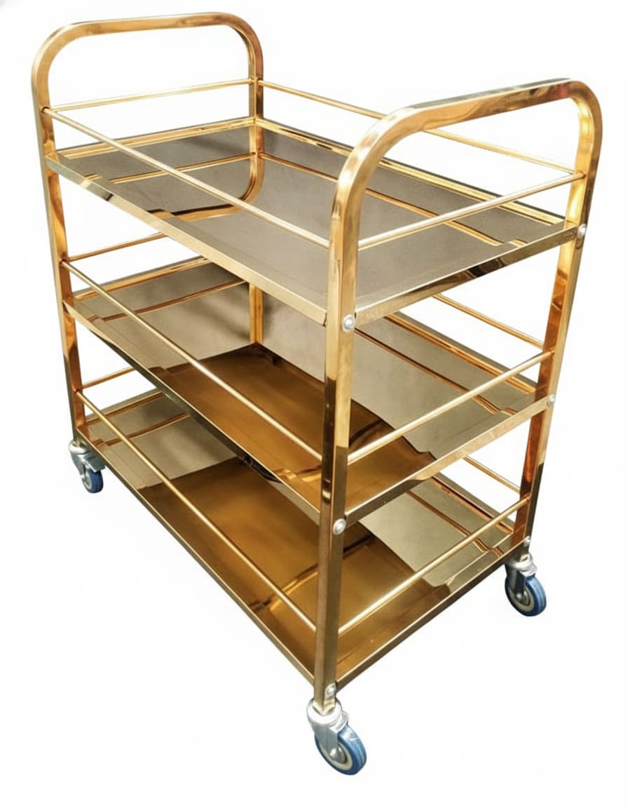 Golden Premium Rectangle 3 Layer Service Trolley — view 8