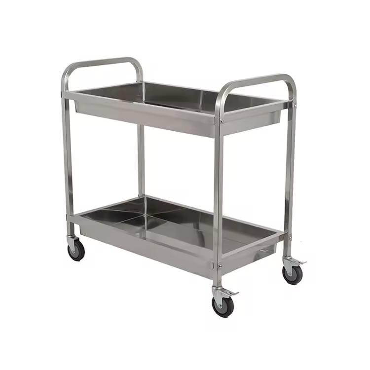 SS Rectangle 2 Layer Service Trolley with Extra Depth Trays — view 9