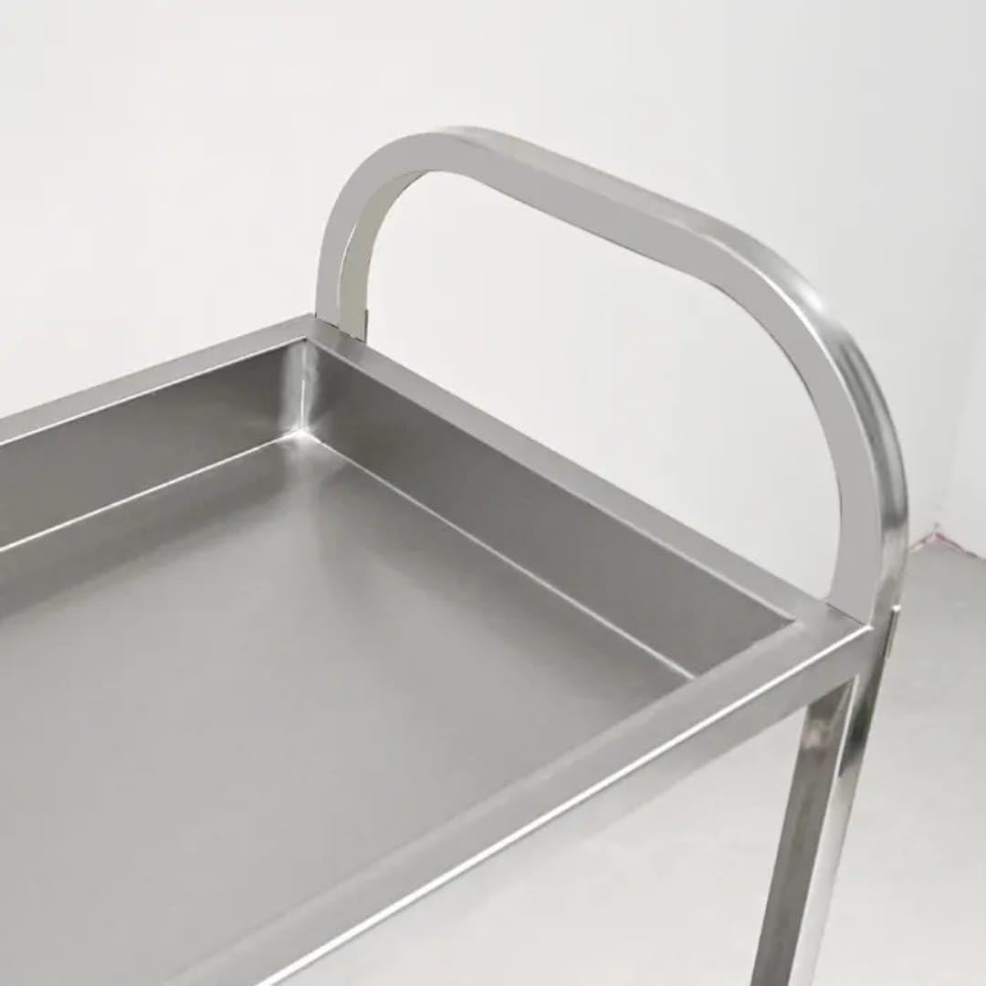 SS Rectangle 3 Layer Service Trolley with Extra Depth Trays — view 4
