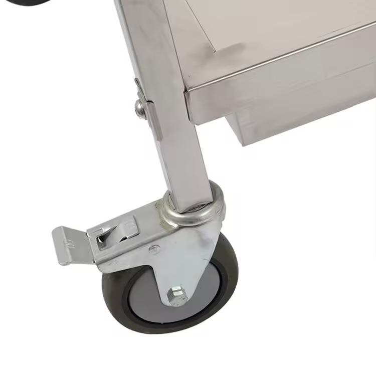 SS Rectangle 3 Layer Service Trolley with Extra Depth Trays — view 5