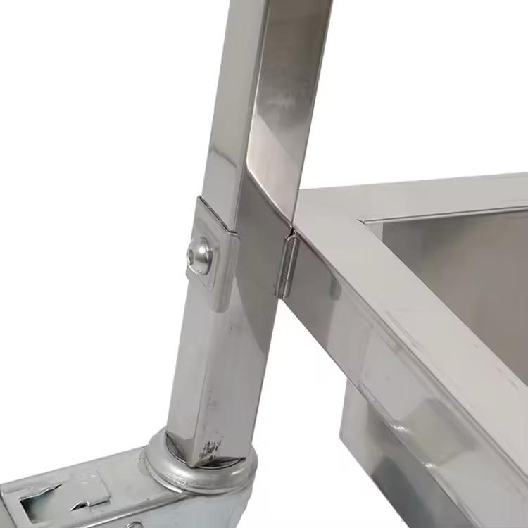 SS Rectangle 3 Layer Service Trolley with Extra Depth Trays — view 6
