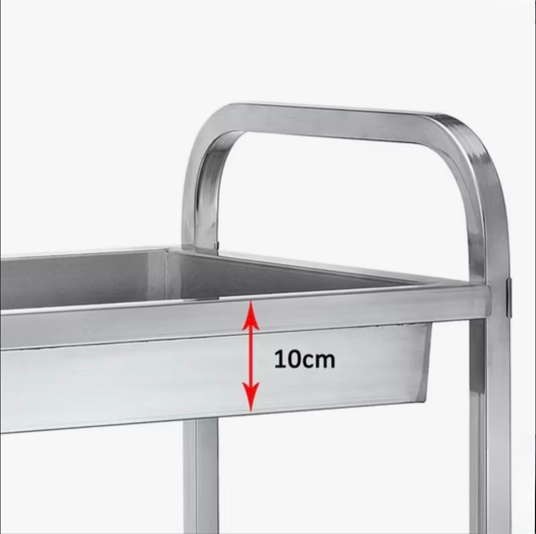 SS Rectangle 3 Layer Service Trolley with Extra Depth Trays — view 7