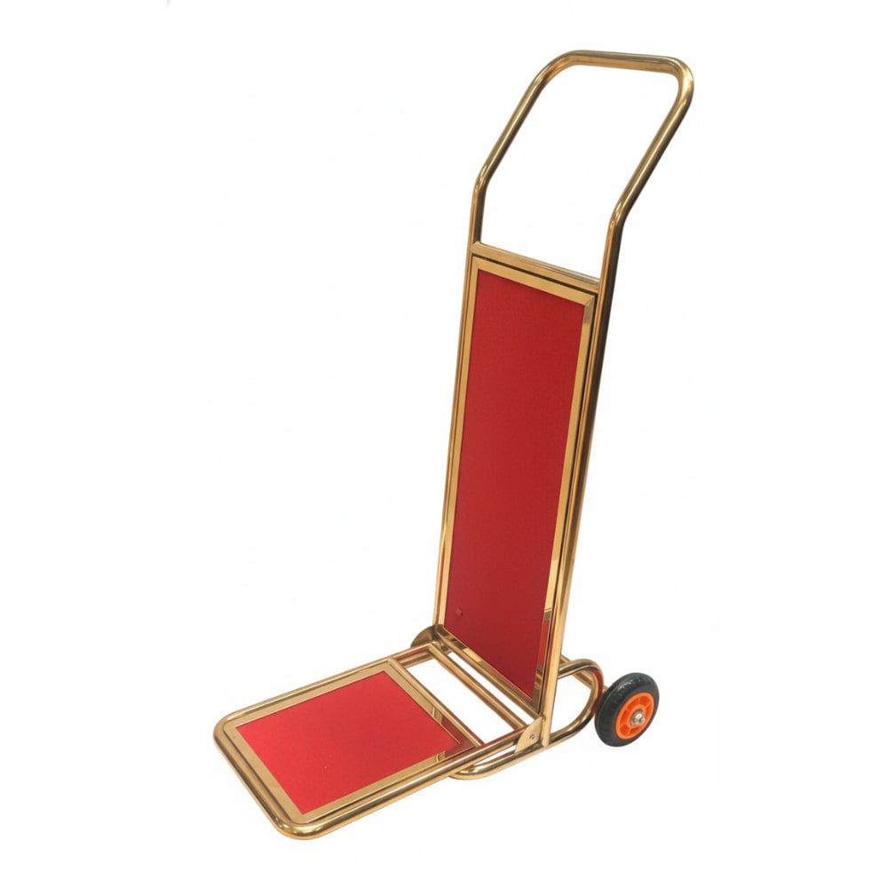 Golden L-Shaped Luggage Trolley with Heavy 14cm Diameter Wheels