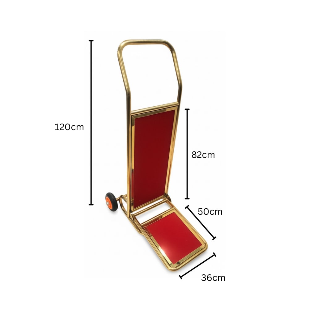 Golden L-Shaped Luggage Trolley with Heavy 14cm Diameter Wheels — view 2