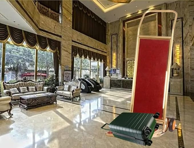 Golden L-Shaped Luggage Trolley with Heavy 14cm Diameter Wheels — view 3
