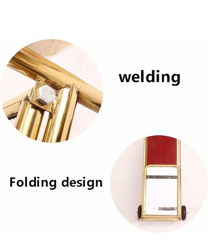 Golden L-Shaped Luggage Trolley with Heavy 14cm Diameter Wheels — view 4