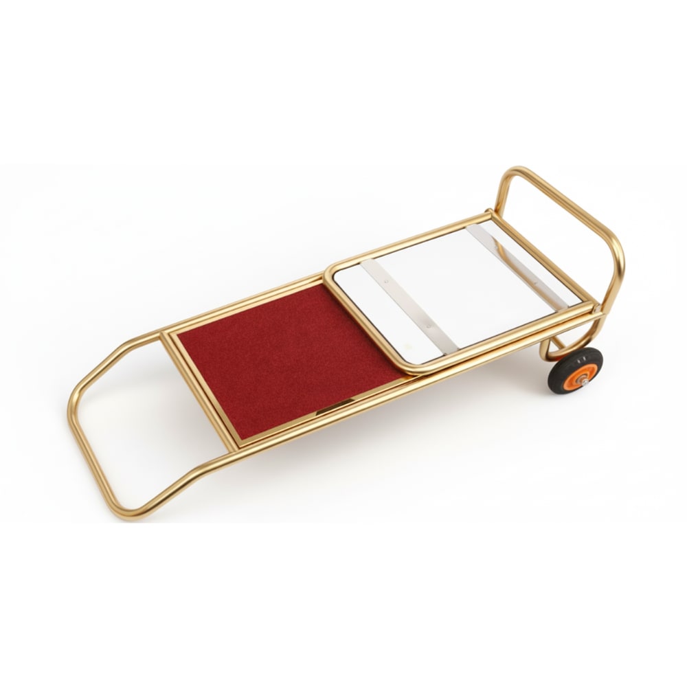 Golden L-Shaped Luggage Trolley with Heavy 14cm Diameter Wheels — view 6