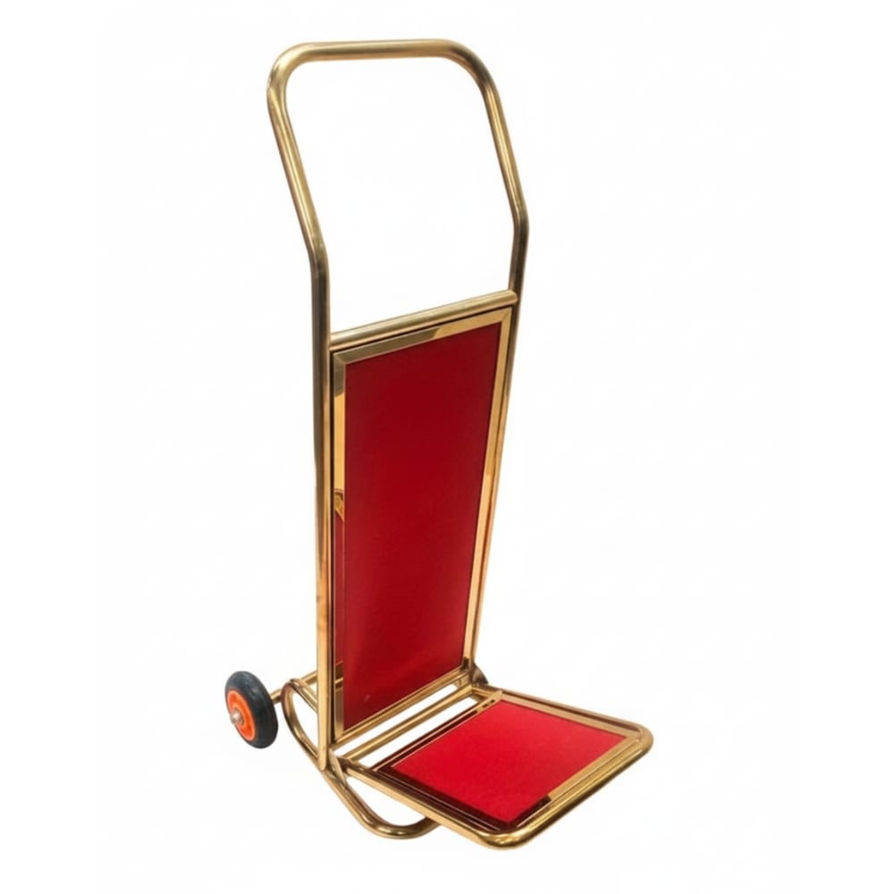 Golden L-Shaped Luggage Trolley with Heavy 14cm Diameter Wheels — view 7