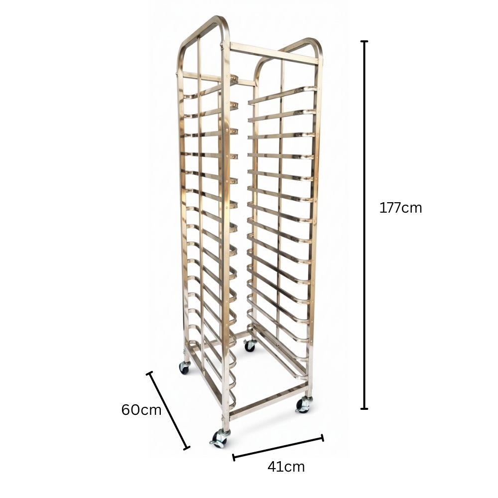 SS Baking Tray Trolley with 15 Slots & Lockable Wheels — view 2
