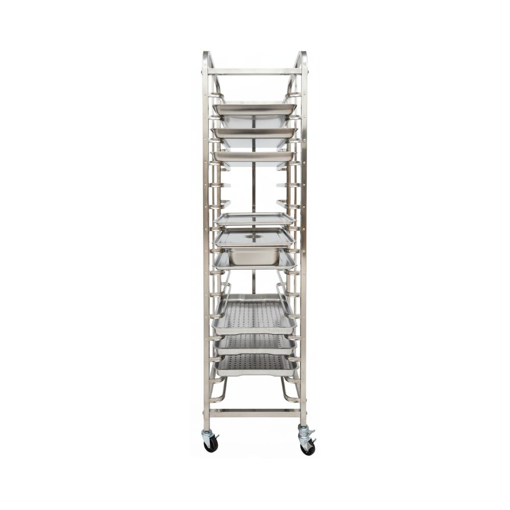 SS Baking Tray Trolley with 15 Slots & Lockable Wheels — view 3