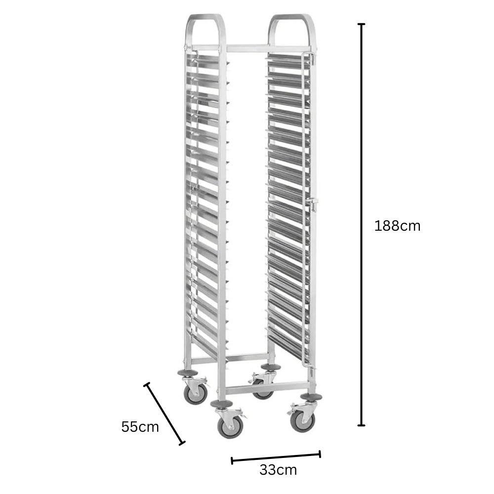 SS GN Pan Trolley with 15 Slots & Lockable Wheels — view 2