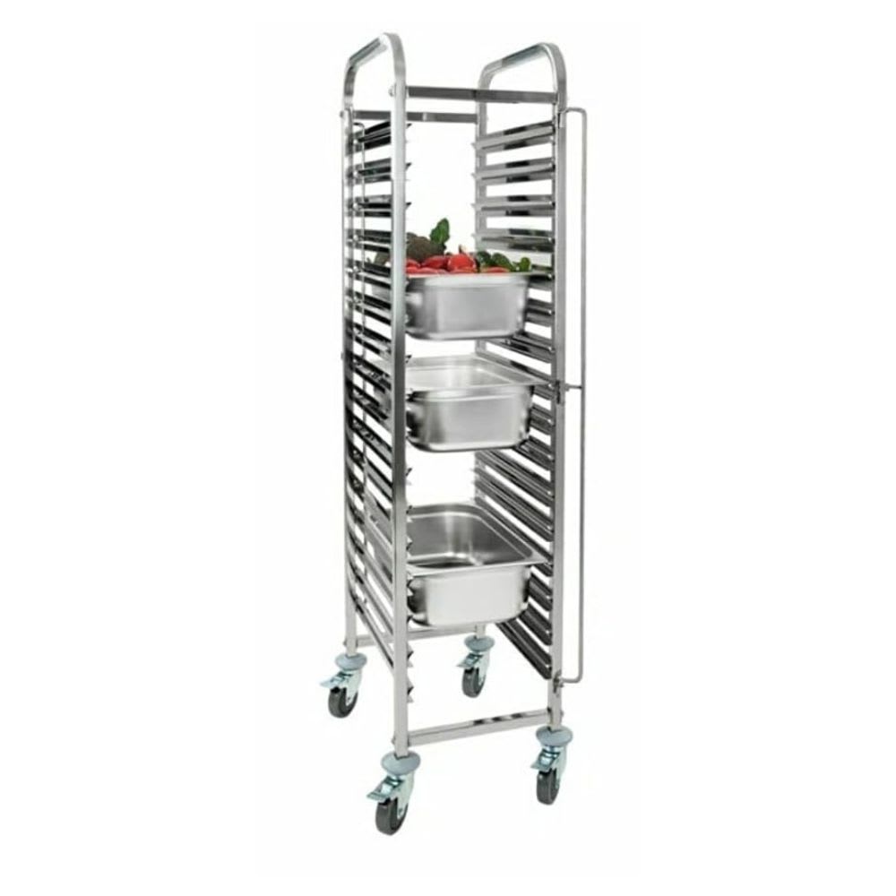 SS GN Pan Trolley with 15 Slots & Lockable Wheels — view 3