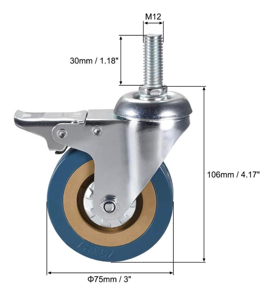 Spares for Laundry Trolley - Wheel with Brake — view 2