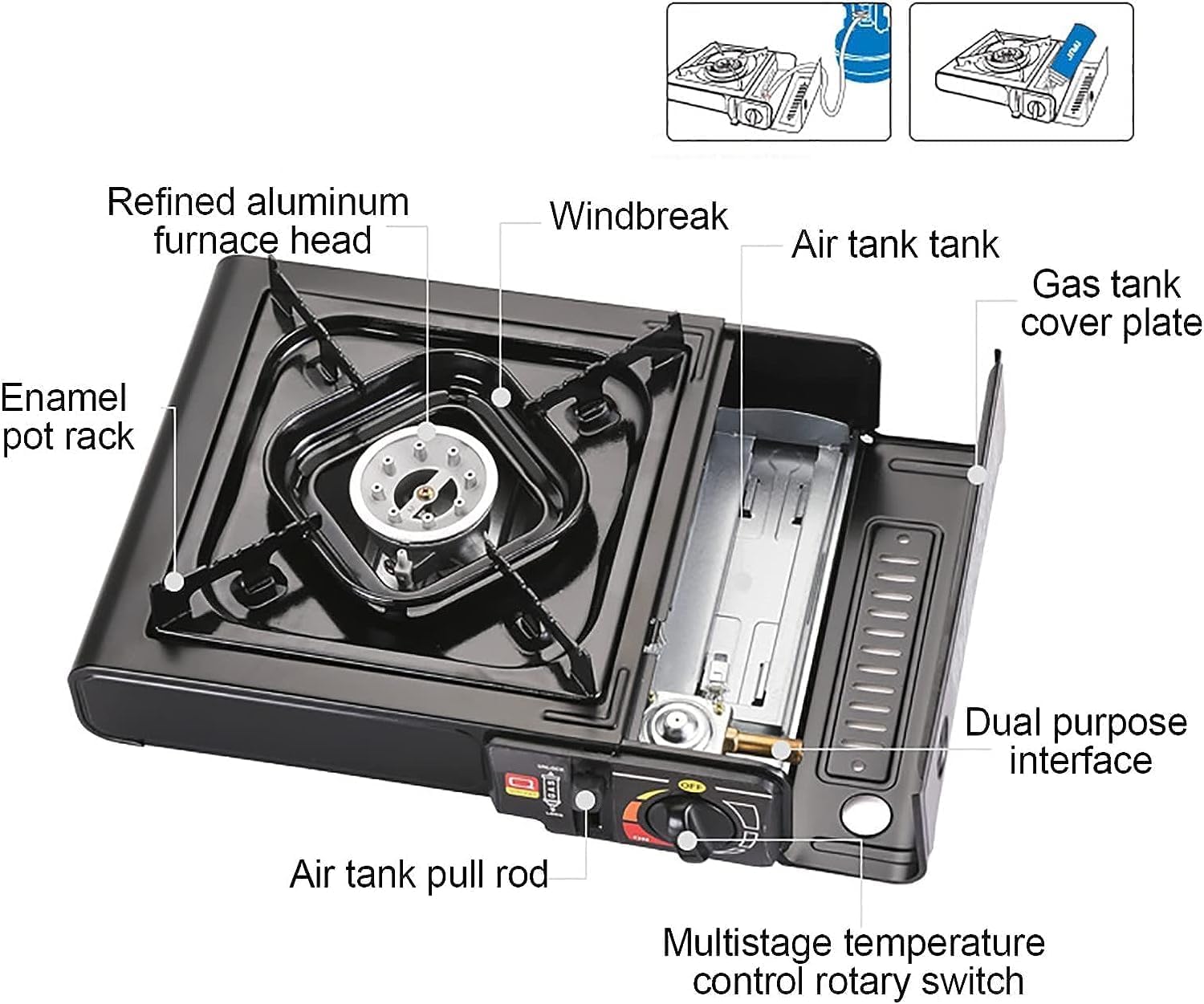 Portable Gas Stove Dual Function with Carry Case - Works in Can & Tank Cylinders — view 9