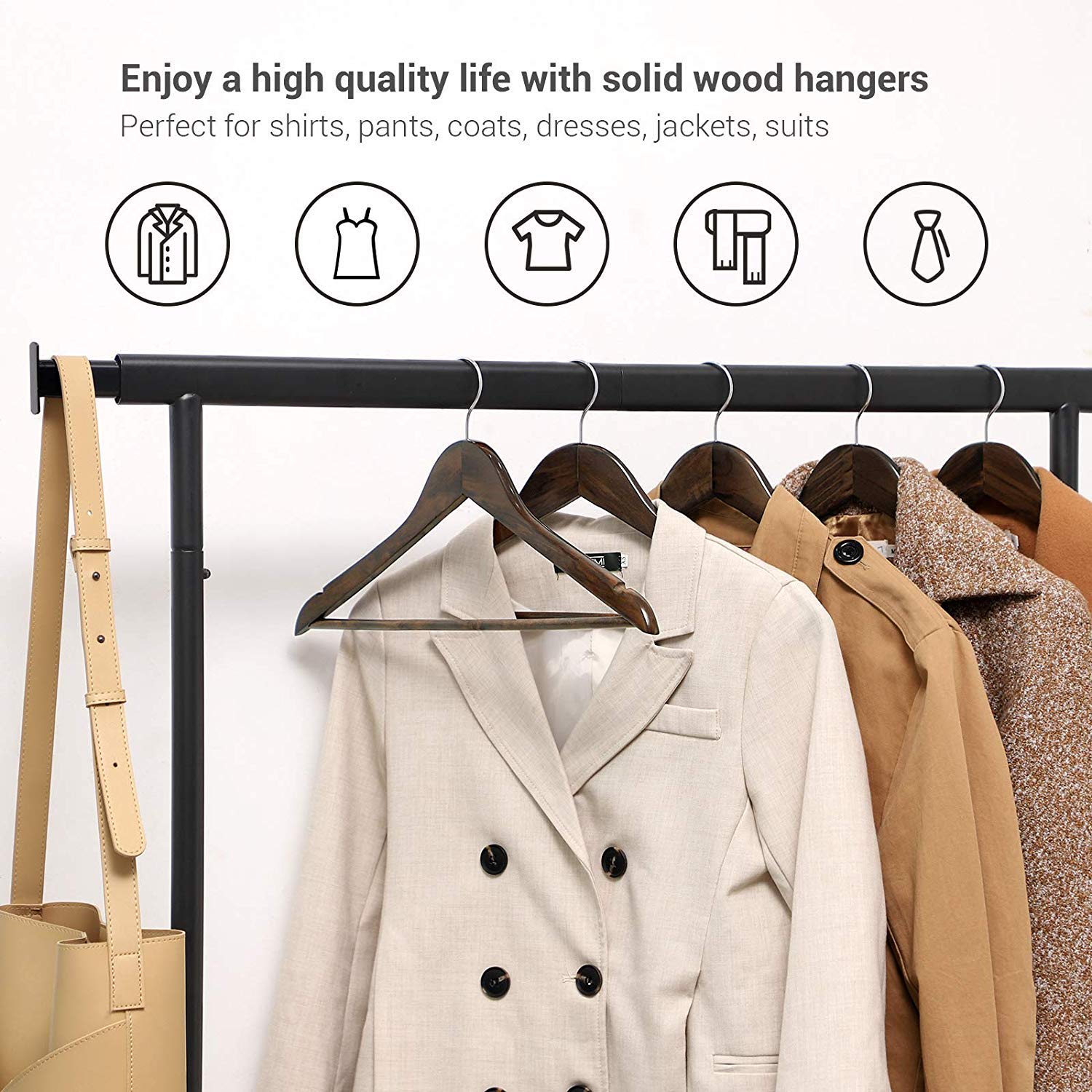 Natural Wooden Premium Walnut Brown Hanger — view 3