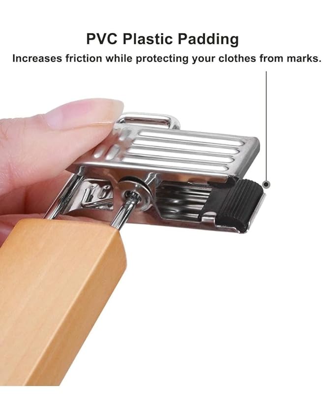 Wooden Regular Hanger with Clips — view 7