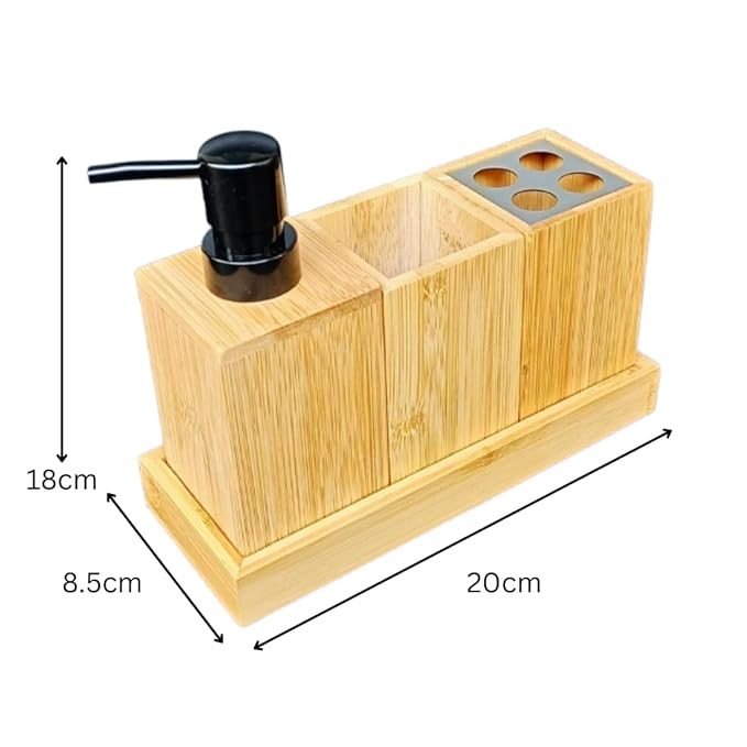 Wooden Bamboo Toiletry Set with Soap Dispenser - 250ml — view 2