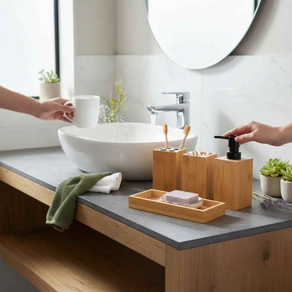 Wooden Bamboo Toiletry Set with Soap Dispenser - 250ml — view 3