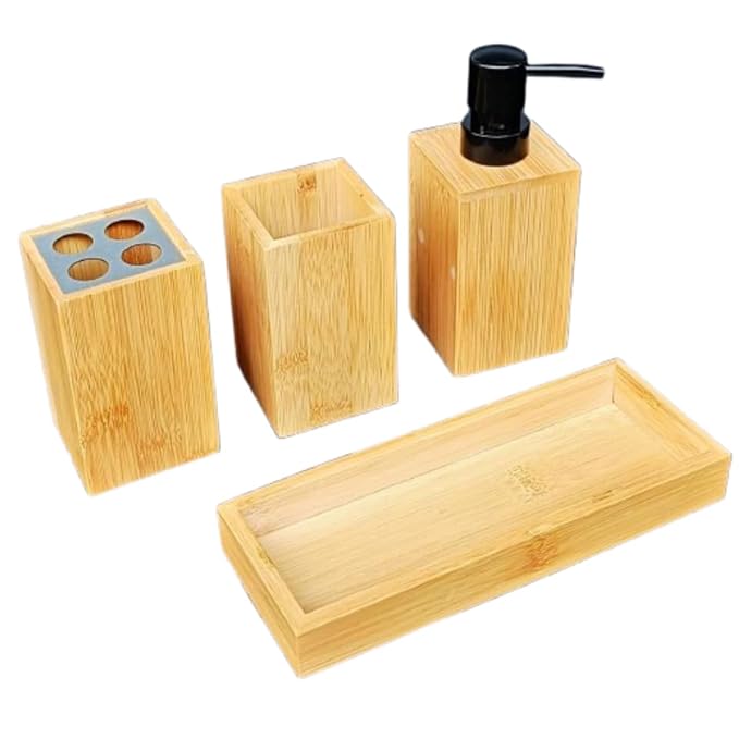 Wooden Bamboo Toiletry Set with Soap Dispenser - 250ml — view 4