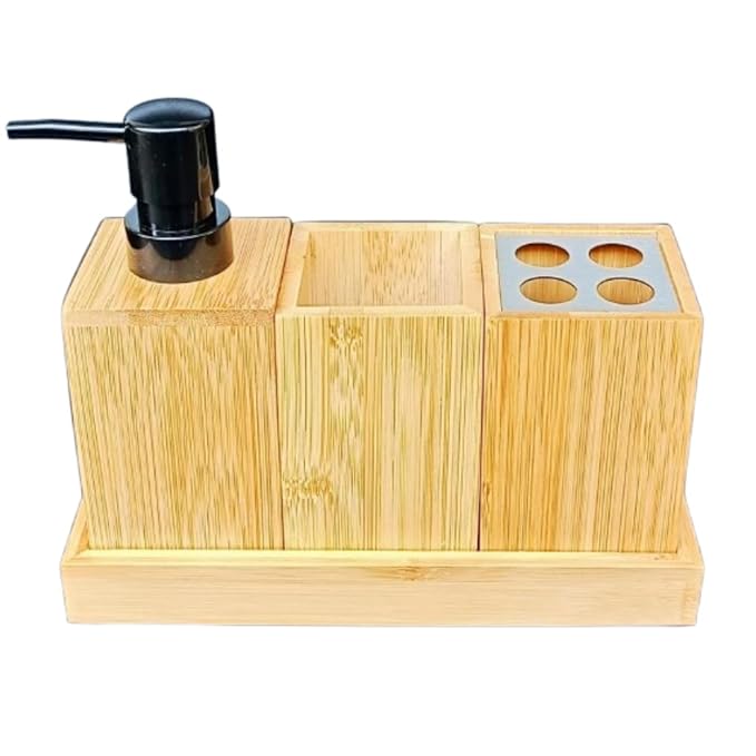 Wooden Bamboo Toiletry Set with Soap Dispenser - 250ml — view 5