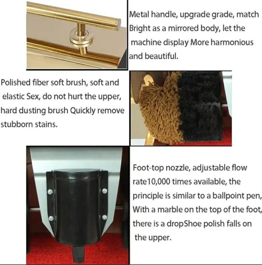 Electric Tall Shoe Polish Machine with Heavy Back Board & Mirror Finish - Gold — view 6