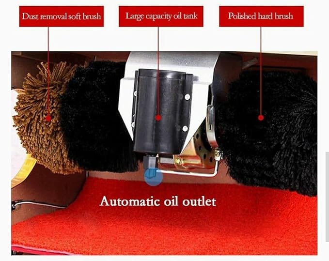 Electric Tall Shoe Polish Machine with Heavy Back Board & Mirror Finish - Gold — view 7