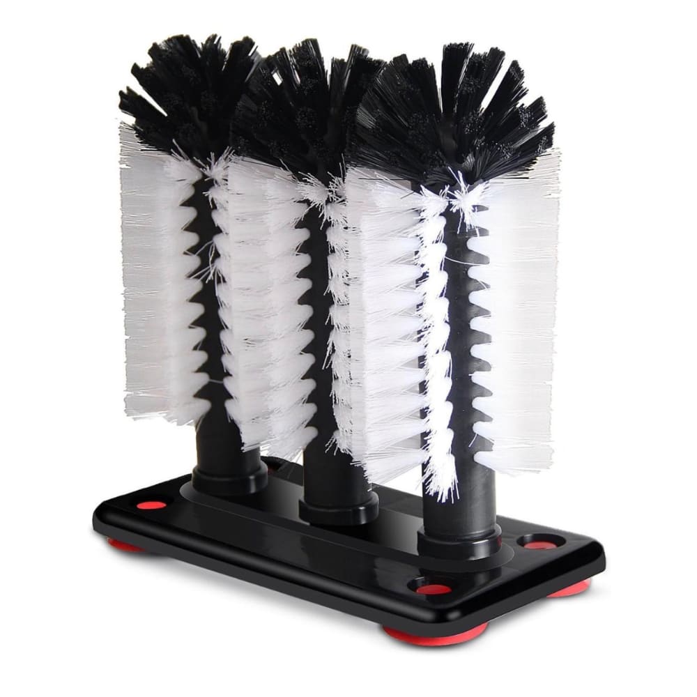 Plastic Triple Brush - Deep Cleaner for Large Cups/Bottles/Glasses with Hard Bristles 23cm