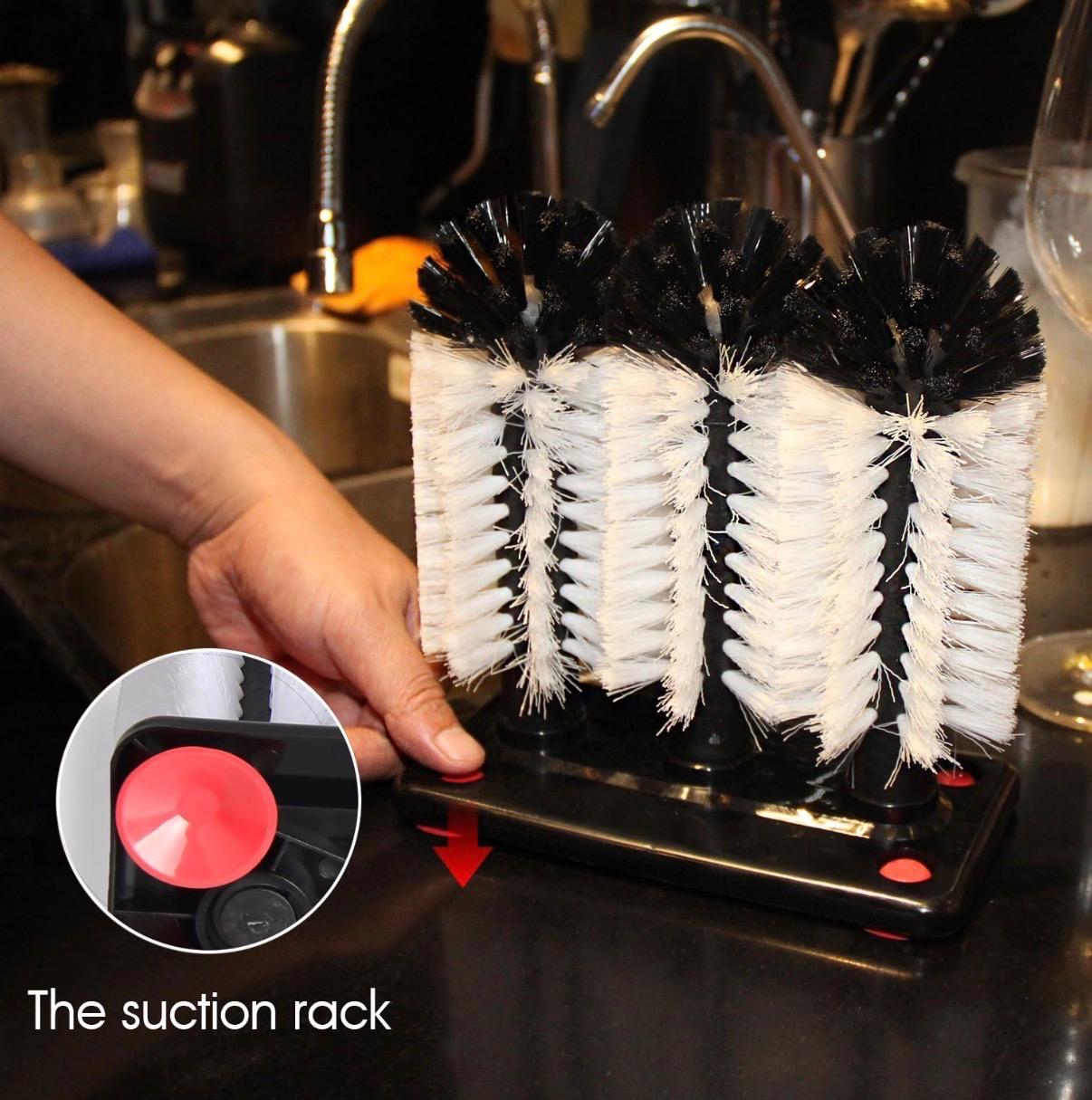 Plastic Triple Brush - Deep Cleaner for Large Cups/Bottles/Glasses with Hard Bristles 23cm — view 6
