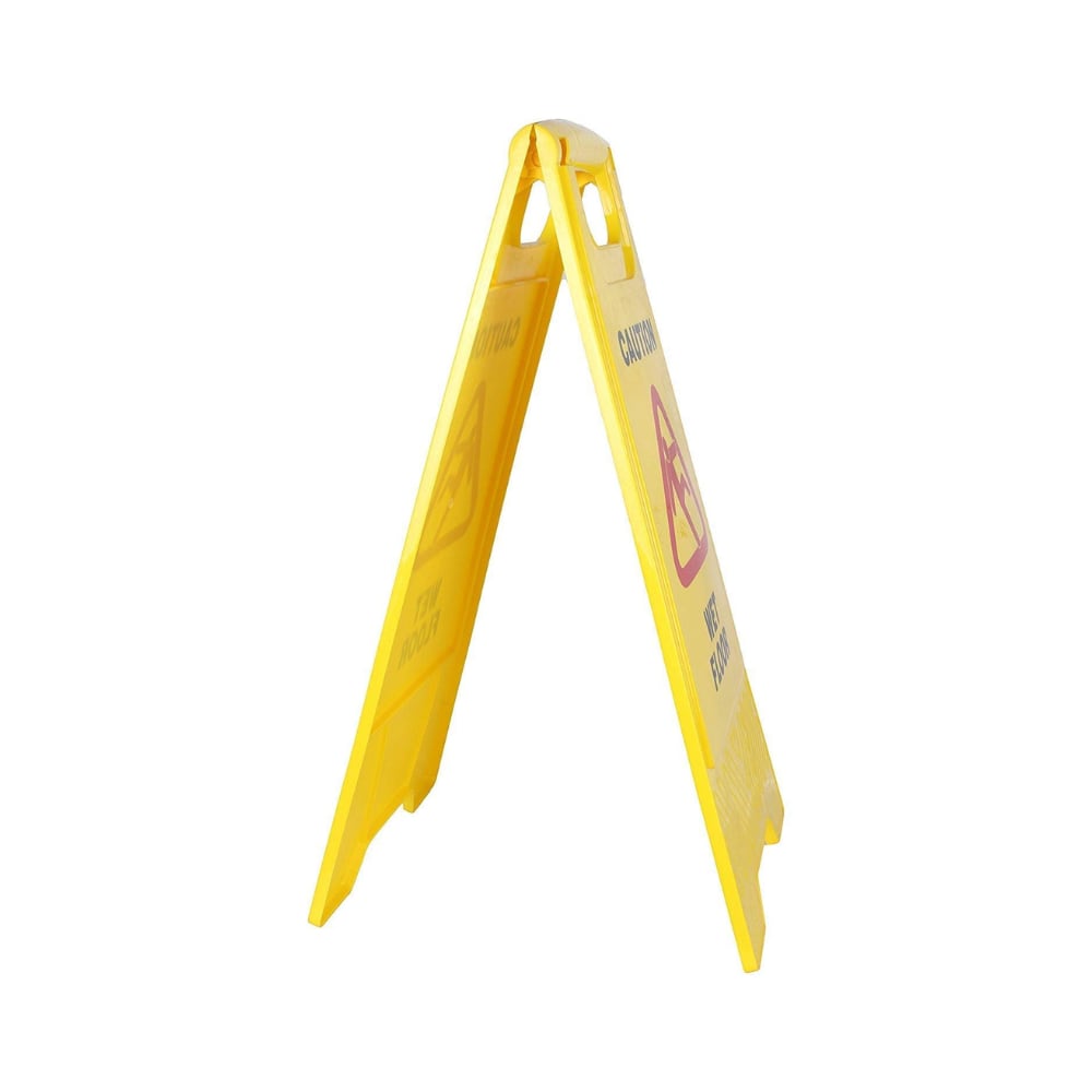 Virgin Plastic Yellow Sign Board with Double Sided Text - "Caution Wet Floor" — view 7