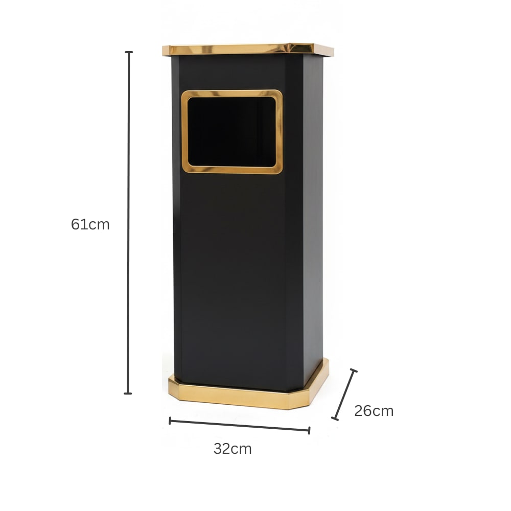 Black & Golden SS Ash + Trash Bin with Inner Storage Bucket — view 2