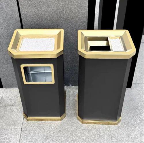 Black & Golden SS Ash + Trash Bin with Inner Storage Bucket — view 5